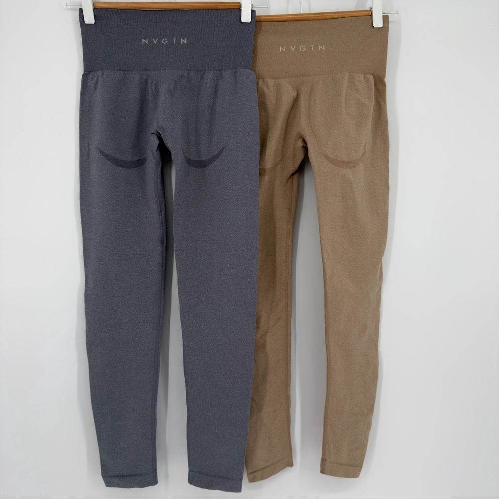 NVGTN Seamless High Rise Leggings Bundle 2 Pack Neutral & Gray Size Small